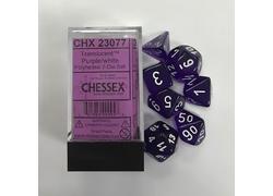 Translucent Purple/White Mini Polyhedral 7-Die Set