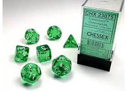 Translucent Green/White Mini Polyhedral 7-Die Set