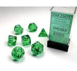 Translucent Green/White Mini Polyhedral 7-Die Set