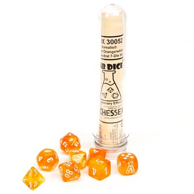 Borealis Luminary Blood Orange/White Polyhedral 7-Die Set