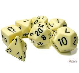 Opaque Pastel Yellow/Black Polyhedral 7-Die Set