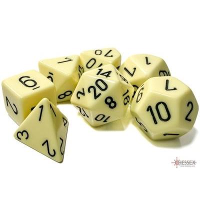 Opaque Pastel Yellow/Black Polyhedral 7-Die Set