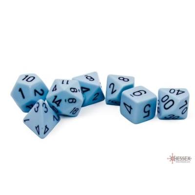 Opaque Pastel Blue/Black Polyhedral 7-Die Set