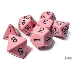 Opaque Pastel Pink/Black Polyhedral 7-Die Set