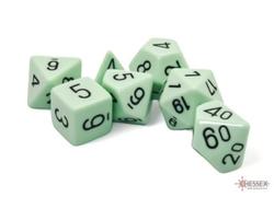 Opaque Pastel Green/Black Polyhedral 7-Die Set