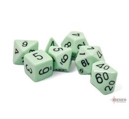 Opaque Pastel Green/Black Polyhedral 7-Die Set