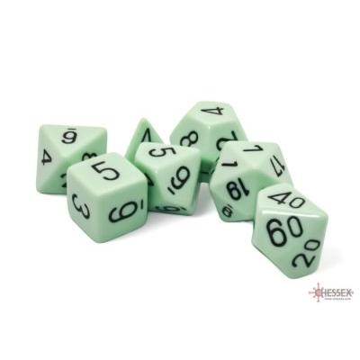 Opaque Pastel Green/Black Polyhedral 7-Die Set