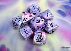 Festive Hydrangea/Black Polyhedral 7-Die Set (w/ bonus die)