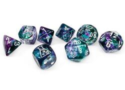 Nebula Flourite/White Polyhedral 7-Die Set (w/ bonus die)