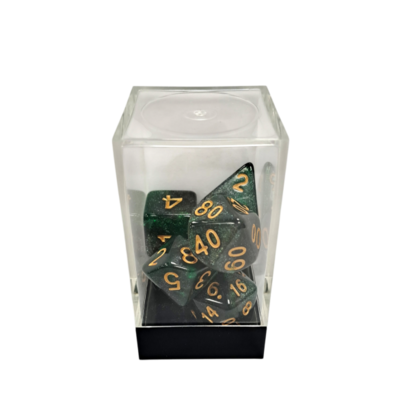 Starry Green-Black/Gold Polyhedral 7-Die Se