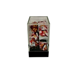 Dual Red-White/Gold Polyhedral 7-Die Set