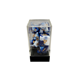 Dual Blue-White/Gold Polyhedral 7-Die Set