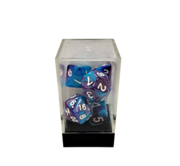 Dual Blue-Purple/White Polyhedral 7-Die Set
