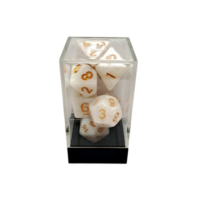 Marble White/Gold Polyhedral 7-Die Set