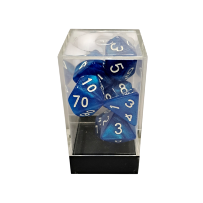 Marble Blue/White Polyhedral 7-Die Set