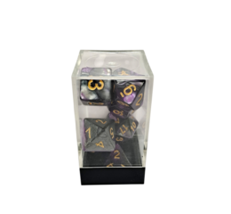 Dual Purple-Black/Gold Polyhedral 7-Die Set