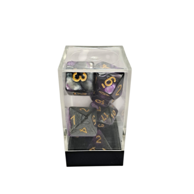 Dual Purple-Black/Gold Polyhedral 7-Die Set