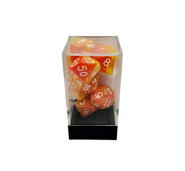 Dual Red-Yellow/White Polyhedral 7-Die Set