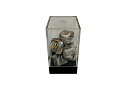 Dual Black-White/Gold Polyhedral 7-Die Set