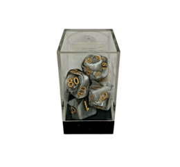 Dual Black-White/Gold Polyhedral 7-Die Set
