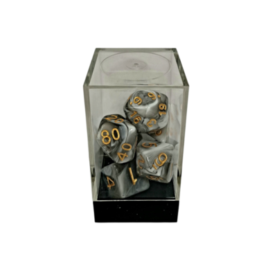 Dual Black-White/Gold Polyhedral 7-Die Set