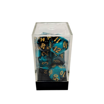 Dual Blue-Black/Gold Polyhedral 7-Die Set