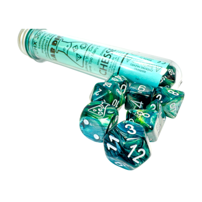 Lustrous Nepture/Grey Polyhedral 7-Die Set (with bonus die)