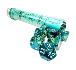 Lustrous Nepture/Grey Polyhedral 7-Die Set (with bonus die)