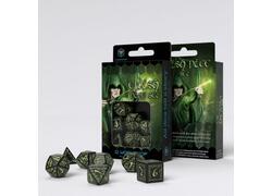 Elvish Dice Set: Black & Glow in the Dark