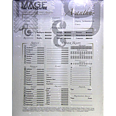 Mage the Awakening Character Pad