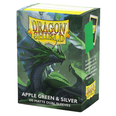 DS Matte Dual Apple Green & Silver Sleeves 100ct