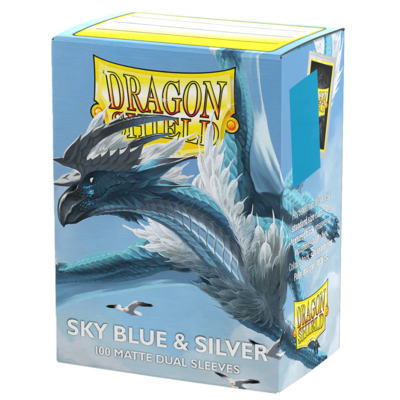 DS Matte Dual Sky Blue & Silver Sleeves 100ct