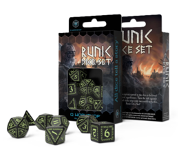 Runic Dice Set: Black & Glow-in-the-Dark