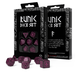 Runic Dice Set: Shimmering Black with Magenta