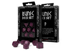 Runic Dice Set: Shimmering Black with Magenta