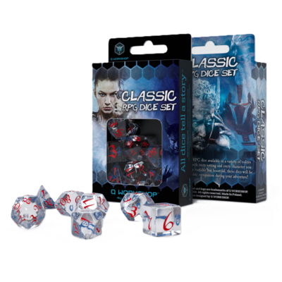 Classic RPG Dice Set: Translucent & Blue-Red