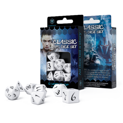 Classic RPG Dice Set: White & Black