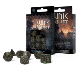 Runic Dice Set: Bottle-Green & Gold
