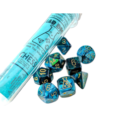 Gemini Green-Teal/Gold Lab Polyhedral 7-Die Set
