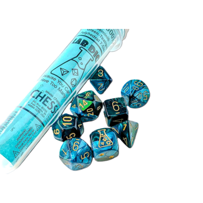 Gemini Green-Teal/Gold Lab Polyhedral 7-Die Set