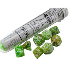 Marble Sour Green/White Lab Polyhedral 7-Die Set