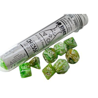 Marble Sour Green/White Lab Polyhedral 7-Die Set