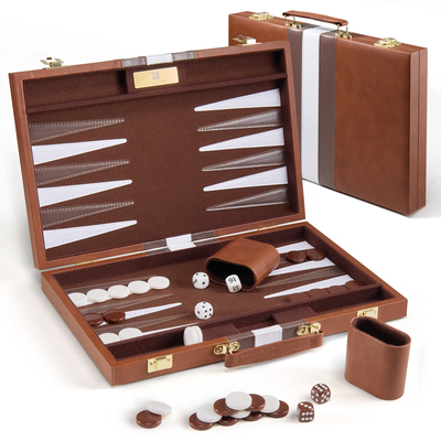 Leather Acrylic Folding Backgammon Set
