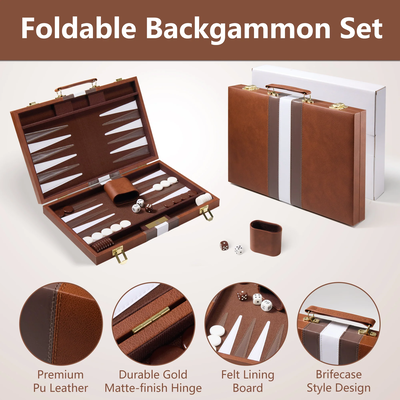 Leather Acrylic Folding Backgammon Set